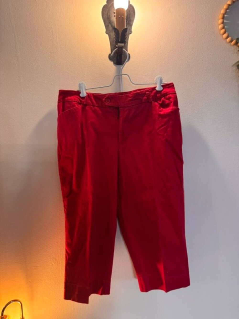 St. John's Bay Women’s Capri Pants Size 14 Red Cotton Dressy Casual